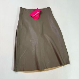 Commando Skirt Womens Small Brown Solid Faux Leather Mini Dark Academia New